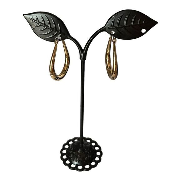 Goldtone Oval Drop Earrings Sensitive Skin NWT - Picture 2 of 5